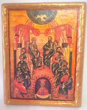 Pentecost Descent of The Holy Spirit Byzantine Greek Orthodox Icon on Wood 143pt picture