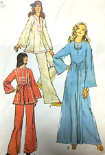 Vintage 1970s CAFTAN Pattern PLEATED YOKE FRONT TUNIC Pants Simplicity 6044 Sz14 picture