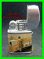 Rare Vintage Windmill Petrol Lighter w/ Beautiful Japanese Scene ~ Unfired Mint picture