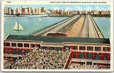 VINTAGE POSTCARD BIRD'S EYE VIEW OF THE PROMENADE DECK & PIER AT CHICAGO 1920s picture