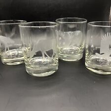 4 Georg Jensen Etched Wildlife Endangered Species Double Old Fashioned Glasses picture