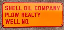 Rare  Small Porcelain Shell Oil  Company Oil Well Oilfield Lease Sign picture