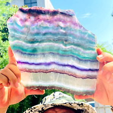 1930g Natural Clear Rainbow Fluorite Slice Crystal Mineral Specimen Healing picture