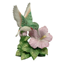 Vintage Hand Painted Homco Hummingbird and Pink Hibiscus Figurine 1429 picture