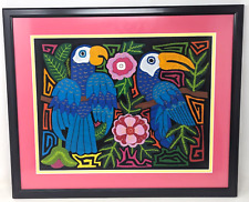 Vintage Kuna Indian Folk Art San Blas Mola Textile Applique Bird Parrot F24 picture