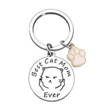 Personalized/Custom Funny Best Cat Mom Ever Keychain With Cute Paw & Keyring picture
