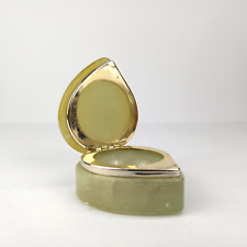 Vintage Genuine Alabaster Hand Carved Gold Trim Tear Drop Made Italy Trinket Box picture