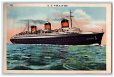 c1940 SS Normandie Engines Turbo Electric Quadruple Steamship Steamer Postcard picture