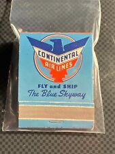 VINTAGE MATCHBOOK - CONTINENTAL AIR LINES - THE BLUE SKYWAY - PHILLIPS UNSTRUCK picture