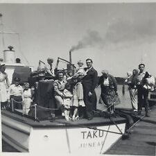 Vintage 1950 Boat Taku Juneau Photo Photograph Family People Ready To Leave picture