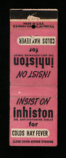 Vintage Matchbook Inhiston Anti-histamine for Colds Hay Fever picture