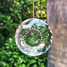 75MM Clear  Pattern Round Crystal Feng Shui Faceted Prismatic Suncatcher Hanging picture