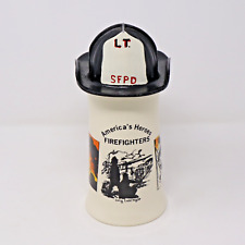 Vintage Griffith Pottery Oreland PA Firefighter Stein Mug Helmet Lid Fireman picture