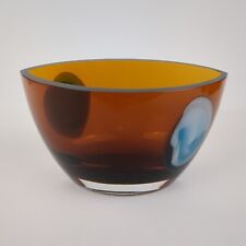 Evolution Waterford Pocket Vase Oval Bowl Amber Turquoise Cloud Fine Art Glass picture