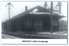 1963 C&NW Depot Story City Iowa Railroad Train Depot Station RPPC Photo Postcard picture