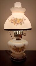Hurricane Lamp Double Globe 3 way Milk Glass Floral Design picture