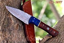 CUSTOM HAND MADE DAMASCUS STEEL FIXED BLADE SKINNER HUNTING CAMPING KNIFE 1977 picture