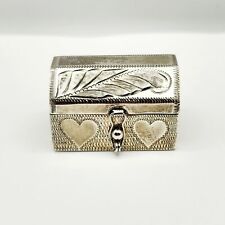 Vintage Sterling Silver TAXCO Mexico Etched Hearts Pill Box Container - 33.3g picture