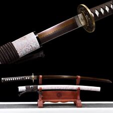 Handmade Black Red blade Clay Tempered T10 Steel Japanese Samurai Katana Sword picture