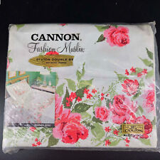 Vintage Cannon Summer Rose cottage core Muslin Sheet Double 81 X 108 picture