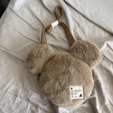 Tokyo Disney Mickey Shape Brown Fluffy Cross Body Bag Shoulder Japan 【US STOCK】 picture