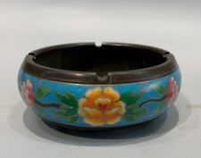 5.1″ noble copper Cloisonne enamel blooming  flower ashtray writing-brush washer picture