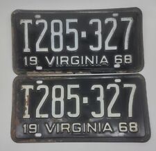 VINTAGE 1968 VIRGINIA TRUCK LICENSE PLATE Set Matching pair match T285-327 picture