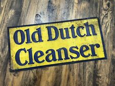 Antique Old Dutch Cleanser Metal Sign Advertising ORIGINAL Embossed Yellow Blue picture