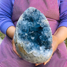 10.8LB Natural Beautiful Blue Celestite Crystal Geode Cave Mineral SpecimenHH628 picture