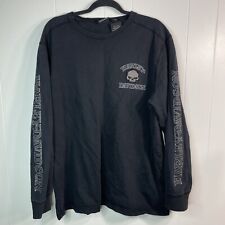 Harley Davidson Mens XL Long Sleeve Shirt Skull Detail With Logo On Arms picture