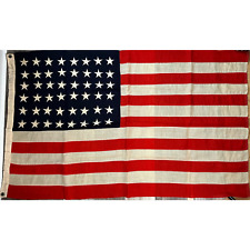 Vintage Cotton USA Made 48 Star American Flag 3’x5’ Stitched Stripes Stars  WWII picture