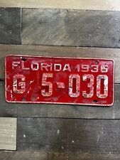 VINTAGE 1936 FLORIDA TAG TRUCK LICENSE PLATE #G 5-030 picture