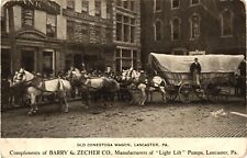 Conestoga Wagon Horses Barry & Zecher Ad Lancaster PA Divided Postcard 1910s picture