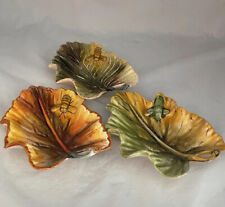 Majolica Sauce Dipping BOWLS~Bee On Leaf~Sta Rosa~Guanajuato Mexico SET 3 picture