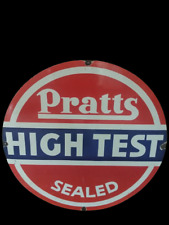 PORCELIAN HIGH TEST PRATTS ENAMEL SIGN SIZE 30X30 INCHES DOUBLE SIDED picture