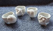 VINTAGE Set of 4 Sea Shell Napkin Rings Genuine Bone China / White picture