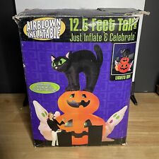 Gemmy Scared Cat Ghost Pumpkin Halloween 12.5 Ft Foot Inflatable Rare 2004 HTF picture