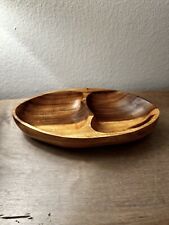 EE17 Vintage BH Mango Wood Divided Brown Dish Oval Monkey Pod MCM Serving Bowl picture