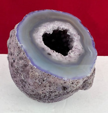BEAUTIFUL BRAZILIAN AGATE GEODE 1LB , NATURAL BLUE AND PURPLE DISPLAY AGATE picture
