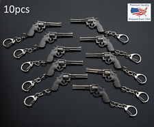 10 PCS Pack Lot - 357 Revolver Pistol Weapon Gun Keyring Keychain Key Ring Chain picture