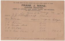 Coffee Roaster Teas Spices &c 1903 Frank J. Manz Syracuse New York Food Billhead picture