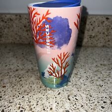 Starbucks 2021 Coral Reef Ocean Sea ceramic travel coffee mug with lid 12 oz picture