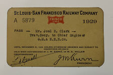 VINTAGE TRAIN PASS: 1929 FRISCO LINES - St Louis - San Francisco Railway Co. picture