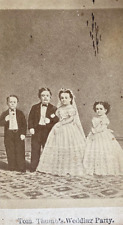 ORIGINAL CIVIL WAR PERFORMERS MR+MRS GEN TOM THUMBS WEDDING PARTY CDV PHOTO 1863 picture
