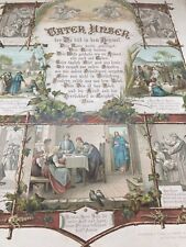Antique Religious Framed Litho Print Lords Prayer German 1800s Pearl St New York picture