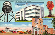 Odessa Texas Hub City Of Rich Oil Fields Linen Postcard C- 1930's - 1950's  picture