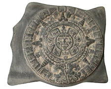 Mexican Clay Pottery Wall Plaque Aztec Calendar Pre Columbian Style 12in picture