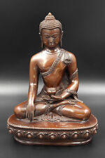 Plain Copper Oxidized Shakyamuni Buddha Statue in single Lotus, 9