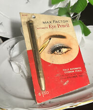 VINTAGE MAX FACTOR HOLLYWOOD GOLD METAL AUTOMATIC EYE PENCIL LINER BROWN  NEW picture