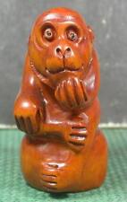 CHINESE Brown HAND made Boxwood Wood Display Monkey 924602 picture